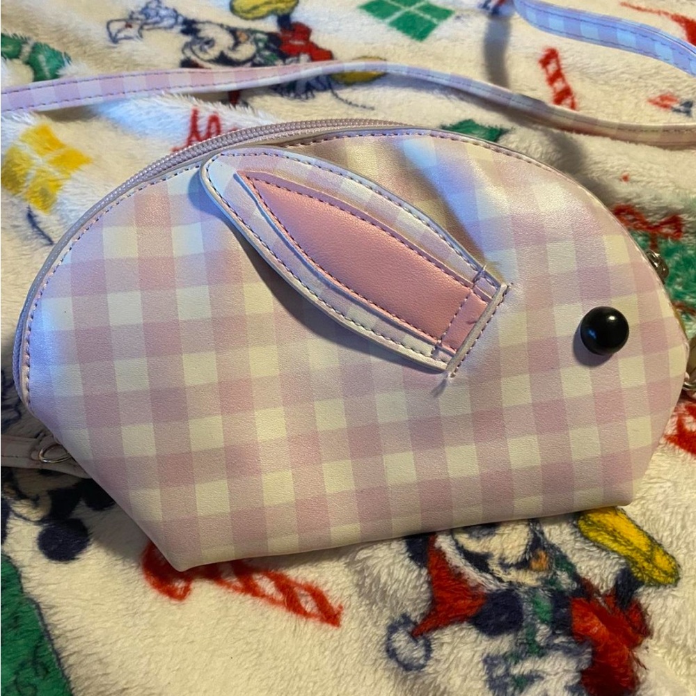 Pink Gingham Bunny Crossbody Bag